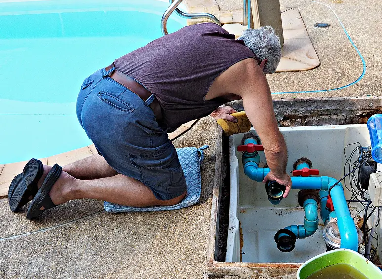 Pool maintenance work in progress