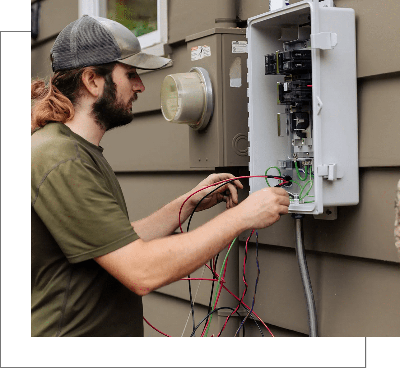Man working on electrical wiring