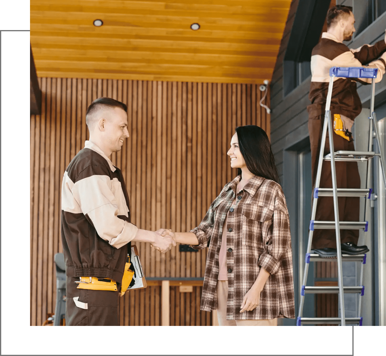 People collaborating at a building project