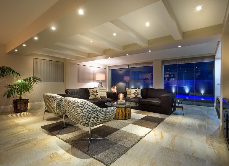 Elegant lounge with patterned chairs and sofa
